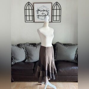 Vintage Y2K Sunny Leigh Midi Patchwork Asymmetrical Hem Wool Blend Skirt Size 4